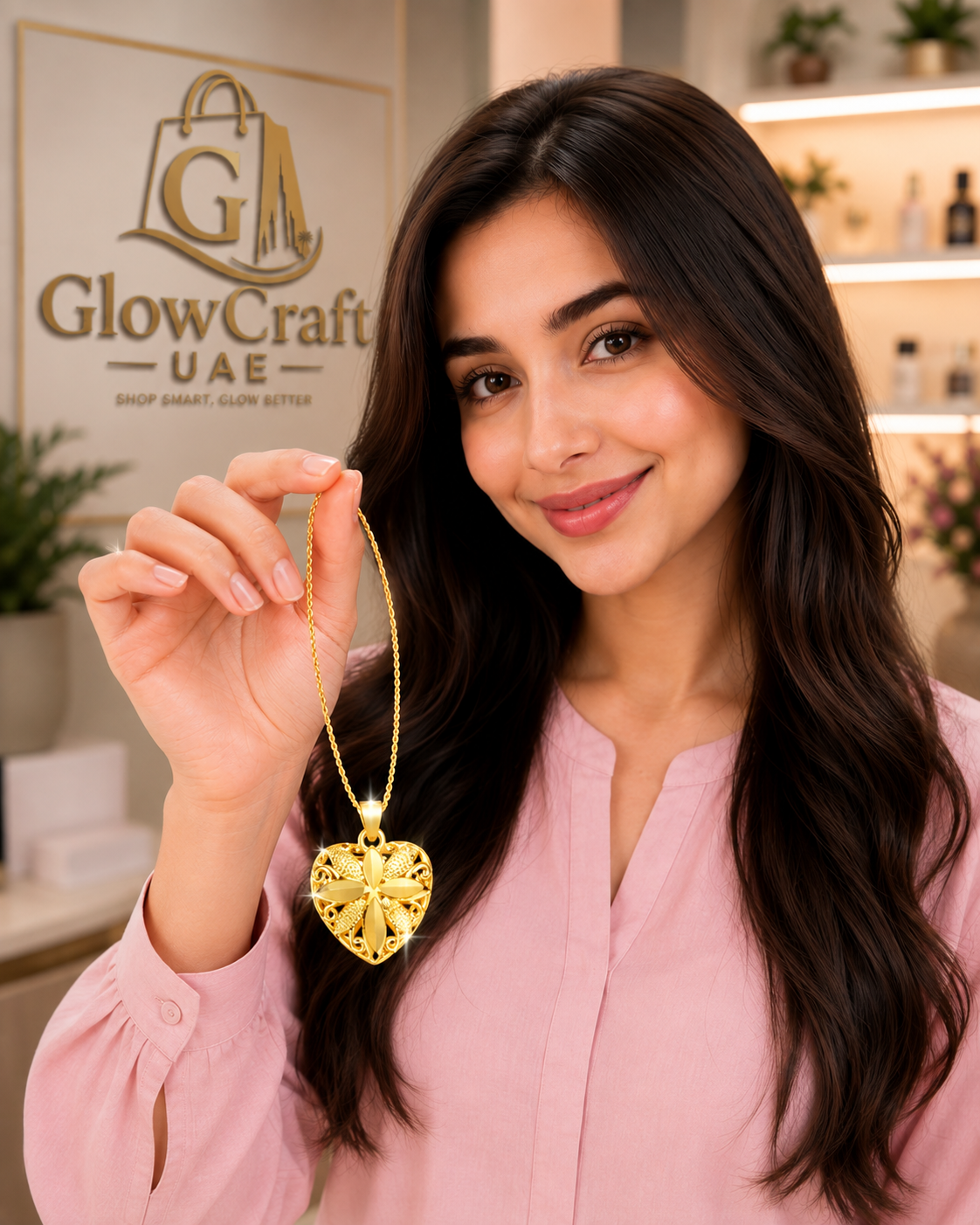 Gold Heart Necklace for Women